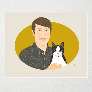 Haustier und Frauchen Portrait. Personalisiertes Portrait mit Haustier. Niedliches Portrait mit Hund oder Katze. Geschenk für Hunde- oder Katzenliebhaber. Glückliches Haustier-Denkmal.