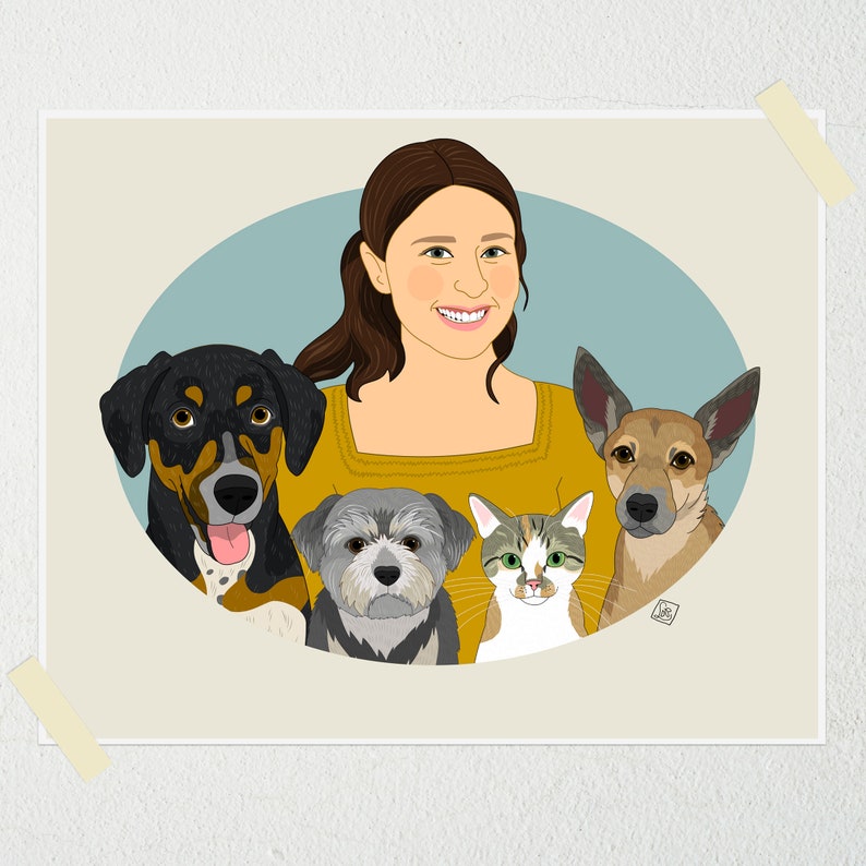 Birthday Gift For Dog Mom Gift For Animal Lovers Individual Pet Owner Portrait Animal Lover Portrait Gift For Dog or Cat Lovers image 2
