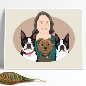 Birthday Gift For Dog Mom Gift For Animal Lovers Individual Pet Owner Portrait Animal Lover Portrait Gift For Dog or Cat Lovers image 1