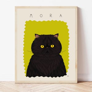 Custom Black Cat Portrait: Personalized Pet Memorial Art