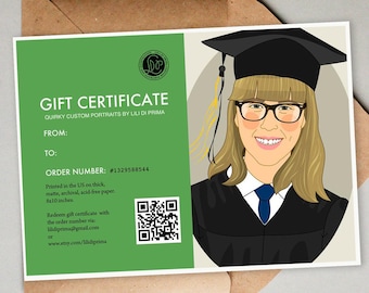 Gift certificate. Custom portrait. Individual portrait. Graduation gift. With 8x10' Print.