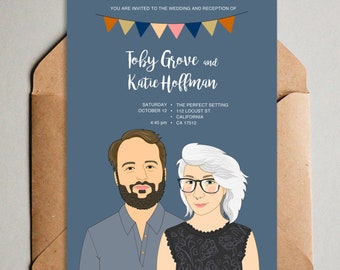 Unique Personalized Save The Date with Custom Portraits.