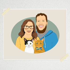 Décoration d'intérieur unique. Cadeau pour ami propriétaire d'animal de compagnie. Portrait personnalisé. Portrait de couple personnalisé avec 2 animaux de compagnie, cadeau pour petit ami ou petite amie. image 5