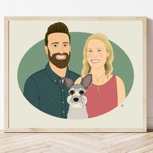 Personalized Couples Portrait With Pet, Wedding or Anniversary Gift For Her/Him Portrait From Photo. image 10
