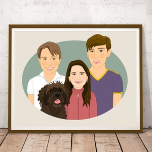 Housewarming gift. Custom Family Portrait With Pets. Portrait from photos. 7 people/pets. image 7