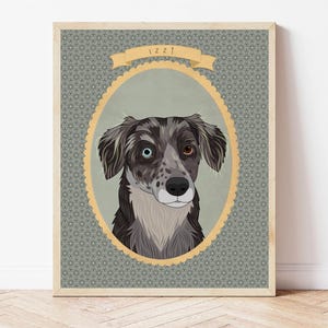 Retro Dog Print, Vintage Style Pet Portrait, Custom Digital Drawing from Photo, Heartfelt Gift for Dog or Cat Owners