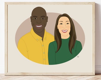 Custom Couple portraits.  Wedding portrait. Gift for couples. Anniversary, engagement or wedding gift.  Portrait commission.