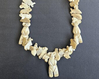 All Bone triple Bear Fetish Necklace