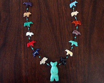 Bear Fetish Necklace with Black Pen Shell