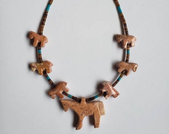 Kids Handcarved All Horse Necklace