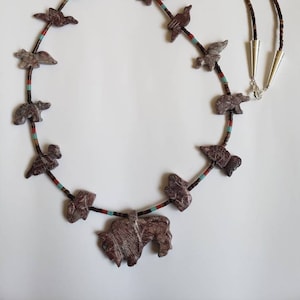 Buffalo sugilite stone fetish necklace (30 - 32&quot;)