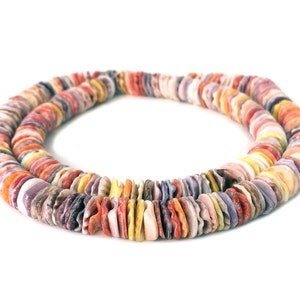 Multicolored Pectin Shell Heishi Beads (7 - 8 mm , 16 Inches Strand)