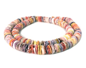 Multicolored Pectin Shell Heishi Beads (7 - 8 mm , 16 Inches Strand)