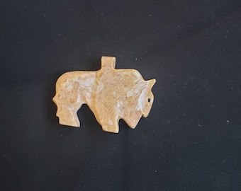 Handcarved pink jasper stone Buffalo