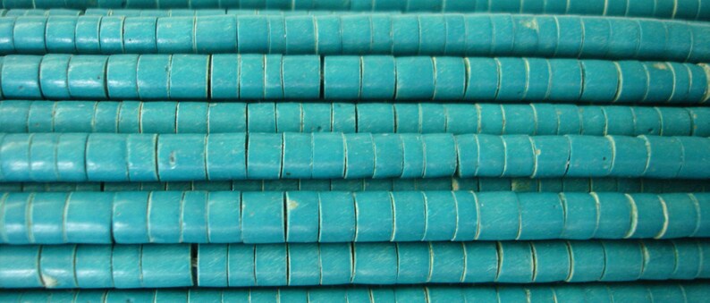 Synthetic/stabilized Turquoise Heishi Beads 4mm , 24 Inches Strand image 2