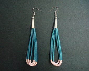 Native Turquoise Beaded Dangling Earrings