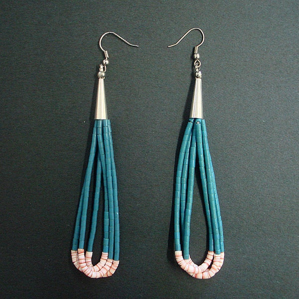 Native Turquoise Beaded Dangling Earrings