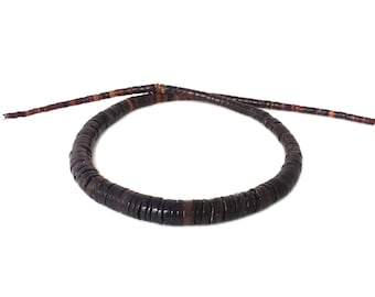 Abgestufte schwarze Stiftmuschel-Heishi-Perlen (16-Zoll-Strang), 9–10 mm Mitte