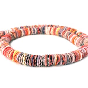 Multicolored Pectin Shell Heishi Beads (10 mm , 16 Inches Strand)