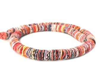 Veelkleurige Heishi-kralen met pectineschelp (10 mm, 16 inch streng)