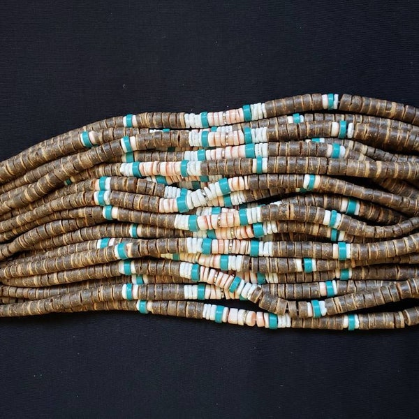 Graduated brown coco beads with combinations. 16" in lenght