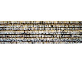 Grey Oyster Shell Heishi Beads (2- 3mm, 24 Inches Strand)