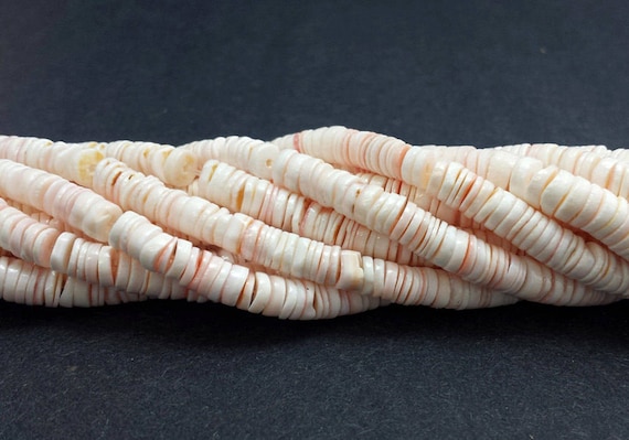 2-3 mm , 24 Inches Strand Pink Luhuanus Shell Heishi Beads 