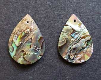 6 Pieces Abalone Shell Tear Drop Pendant (.75" x 1.1")