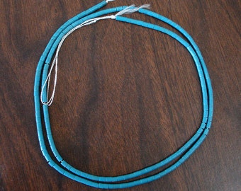 Blue Synthetic Turquoise Heishi Beads (2- 3mm, 24 Inches Strand)