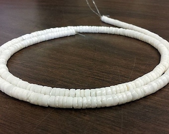 White clam Shell Heishi Beads (4 - 5mm, 24 Inches Strand)