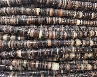 Graduated Brown lip Shell Heishi Beads (16 Inches Strand) 9-10 mm center