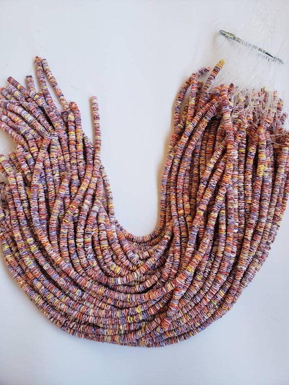 Rainbow Pectin Shell Wavy Heishi Beads, 6mm, 16 Strand