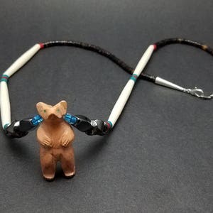 Hand Carved Pink Jasper Stone Standing Bear Fetish Necklace