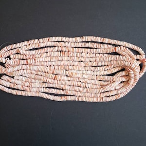 Red luhuanus shell heishi beads 6-7 mm straight 16&quot; in length