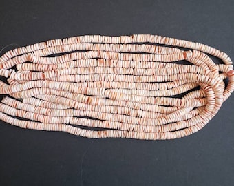 Red luhuanus shell heishi beads 6-7 mm straight 16" in length