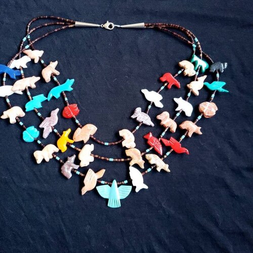 Hand carved multistrand Fetish necklace