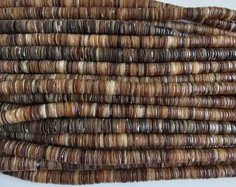 Graduated Brown pen shell heishi beads 16"