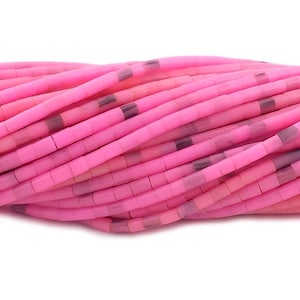 Hot Pink Synthetic Heishi Beads (2- 3 mm, 24 Inches Strand)