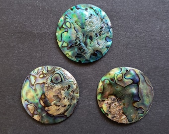 6 Pieces Abalone Shell Round Pendant (45 mm)