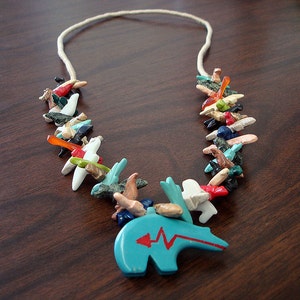 Zuni Bear Multicolored Mixed Fetish Necklace