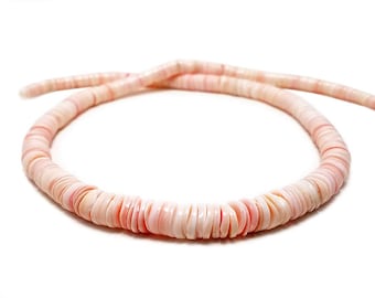 Graduated Pink Luhuanus Shell Heishi Beads (16 Inches Strand)