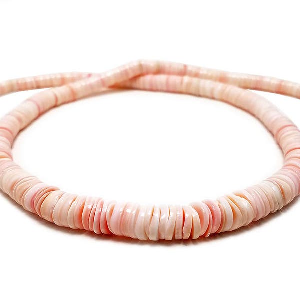 Graduated Pink Luhuanus Shell Heishi Beads (16 Inches Strand)