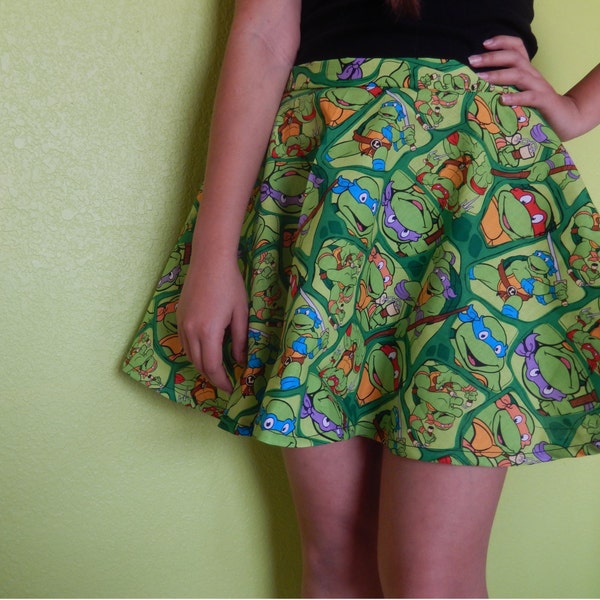 Teenage Turtles skirt  - Skater Skirt Style - Circle Skirt - for Teen Girls and Women - MADE TO ORDER