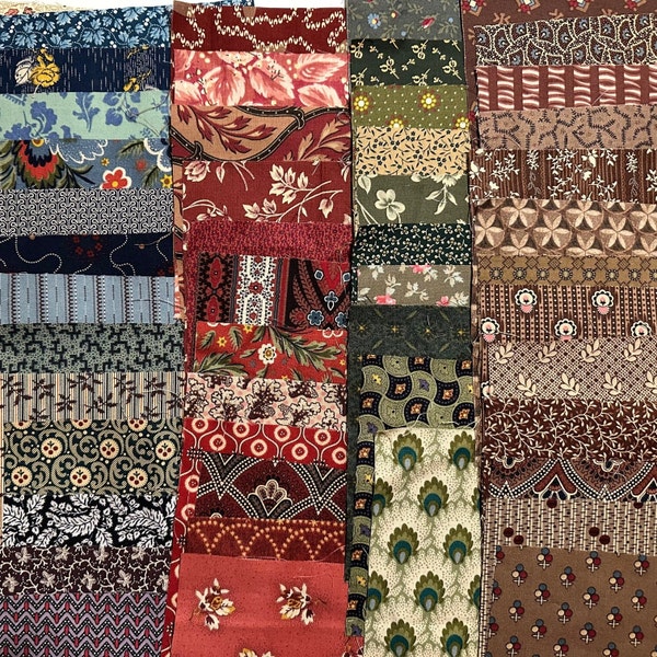 80  5"x5" Fabric cotton squares    in   CIVIL WAR  reproduction Charm Pack - No Duplicates.