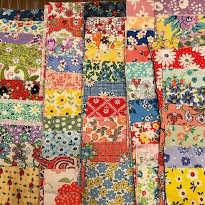 80  5"x5" Fabric cotton squares    in   1930-40's reproduction