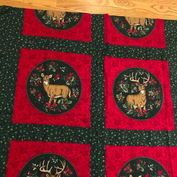 Christmas Deer Panel Blocks   by V.I.P..  34" by 42" - 100% quality cotton...DISCONTINUED ITEM