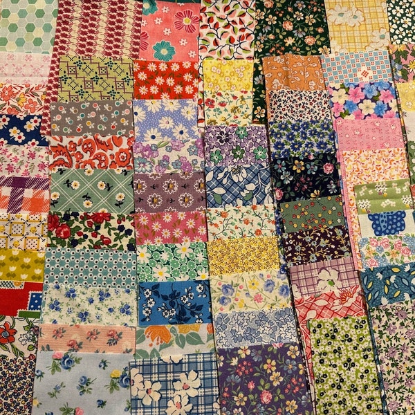 80  5"x5" Fabric cotton squares    in   1930-40's reproduction  A-80