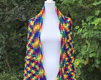 Handmade Crochet Shawl: Colorful Boho Festival Wrap