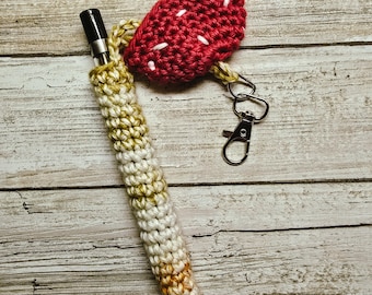 Crochet Mushroom Vape Cart Holder – Penjamin & Pennifer Crochet Vape Holder – 420 Stoner Gift – Mushroom Themed Stoner Gift