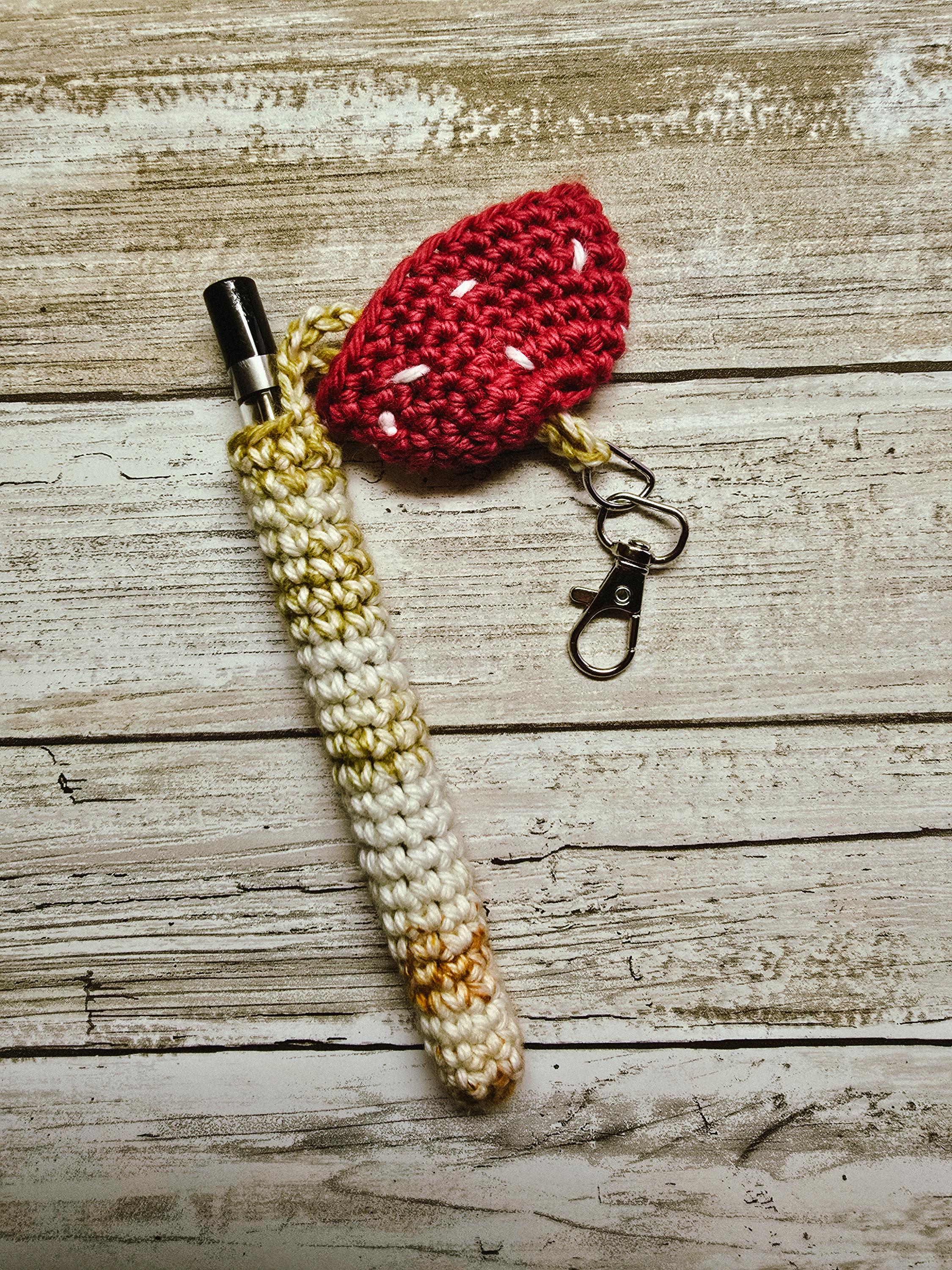 Crochet Mushroom Vape Cart Holder – Penjamin & Pennifer Crochet Vape Holder – 420 Stoner Gift – Mushroom Themed Stoner Gift